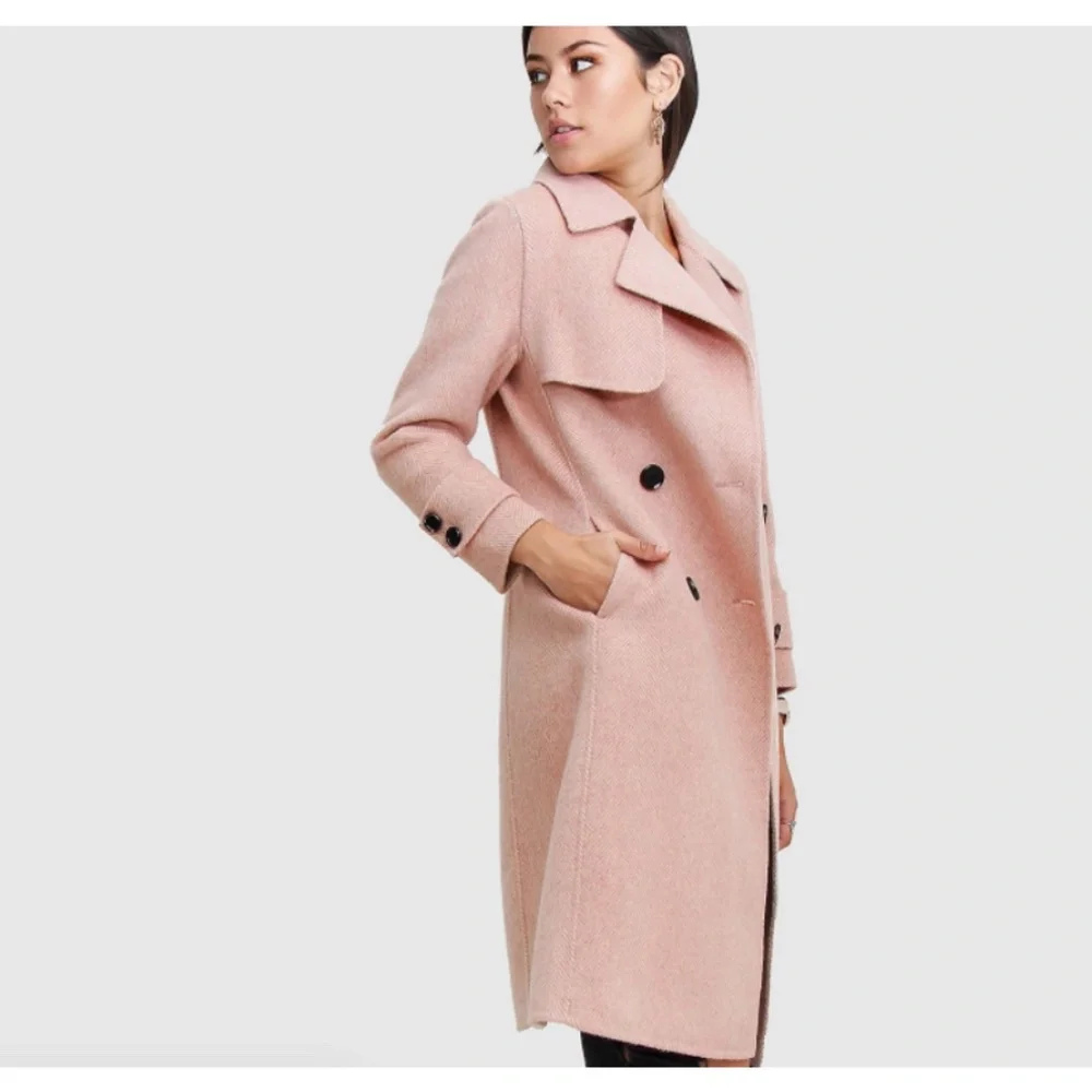 NWT 100% wool Belle & Bloom Herringbone pink coat. - Picture 4 of 9